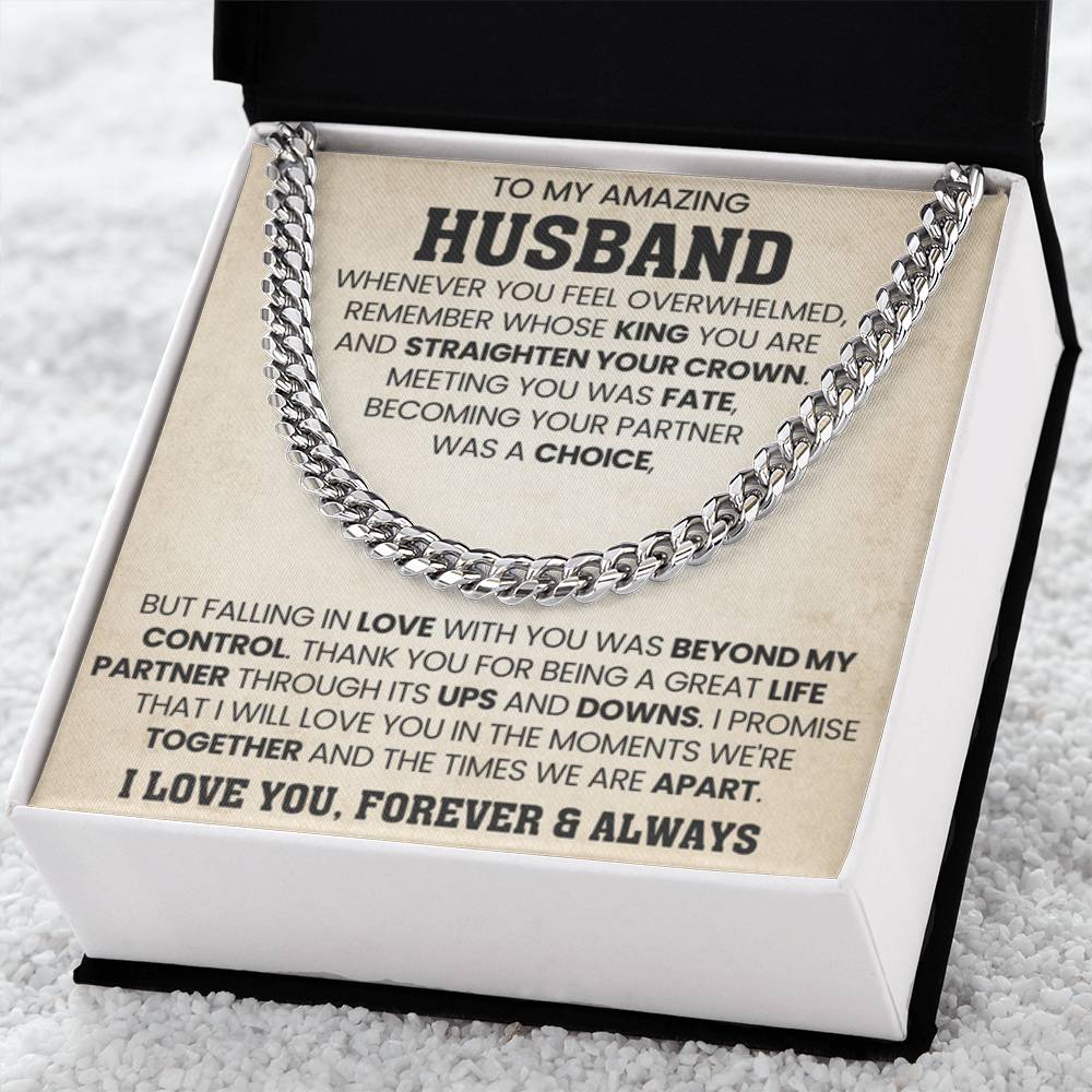 Cuban Link Chain for Him - Husband Birthday & Anniversary Gift from Wife - Personalize Memories