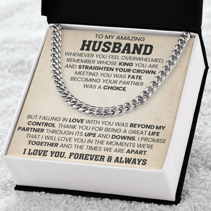 Cuban Link Chain for Him - Husband Birthday & Anniversary Gift from Wife - Personalize Memories