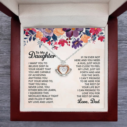 To My Daughter Necklace - Heartfelt Gift from Dad for Birthday, Graduation & Proud Dad Moments - Crown Pendant Necklace - Personalize Memories