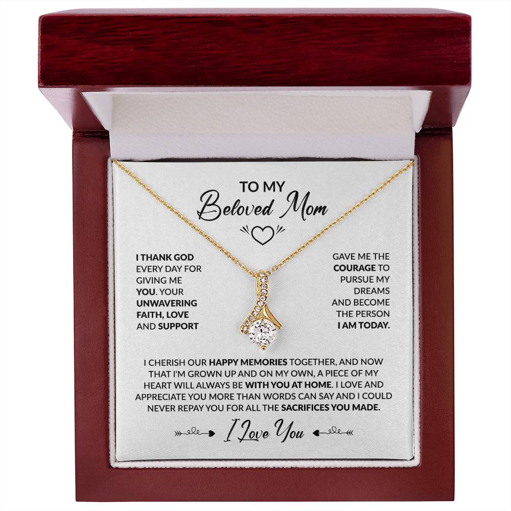 To My Beautiful Mom - I Thank God Every Day for Giving Me You - Alluring Beauty Necklace - Personalize Memories
