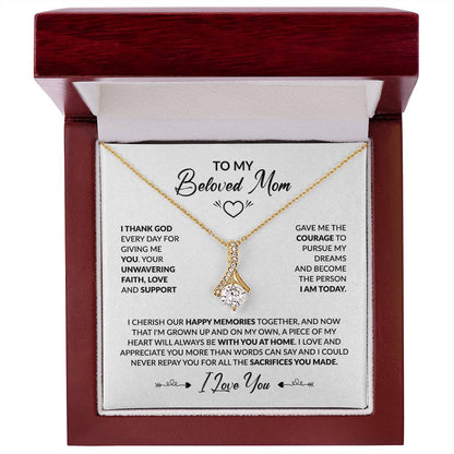 To My Beautiful Mom - I Thank God Every Day for Giving Me You - Alluring Beauty Necklace - Personalize Memories