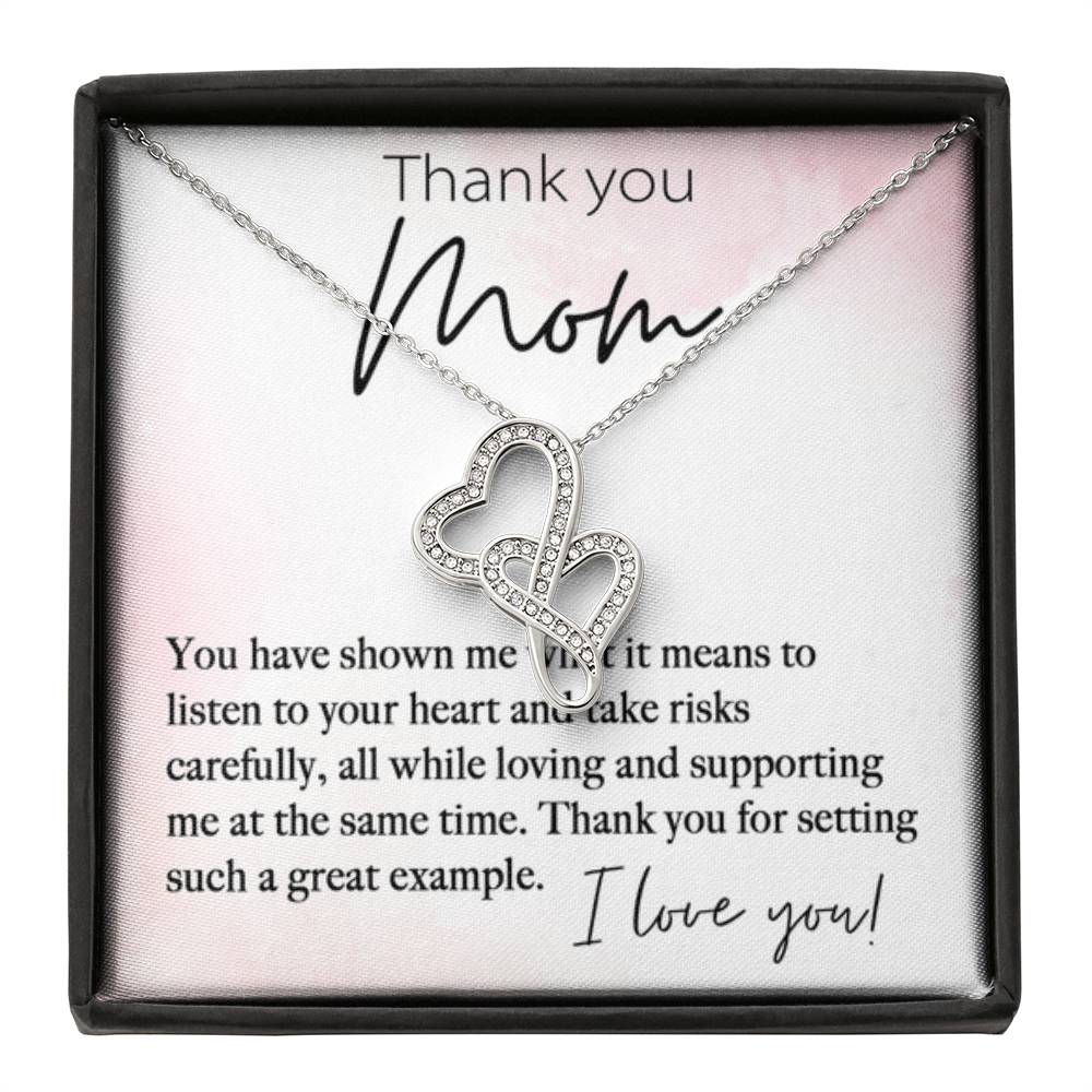 Thank You Mom For Setting Such A Great Example - Heart-to-heart Pendant Necklace - Best Gift For Mom - Personalize Memories