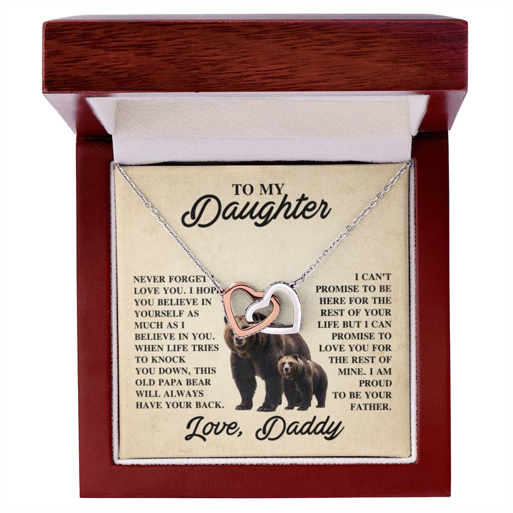 To My Daughter Necklace - Proud Dad to Daughter Jewelry for Birthday, Graduation & Special Celebrations - Interlocking Hearts Necklace - Personalize Memories