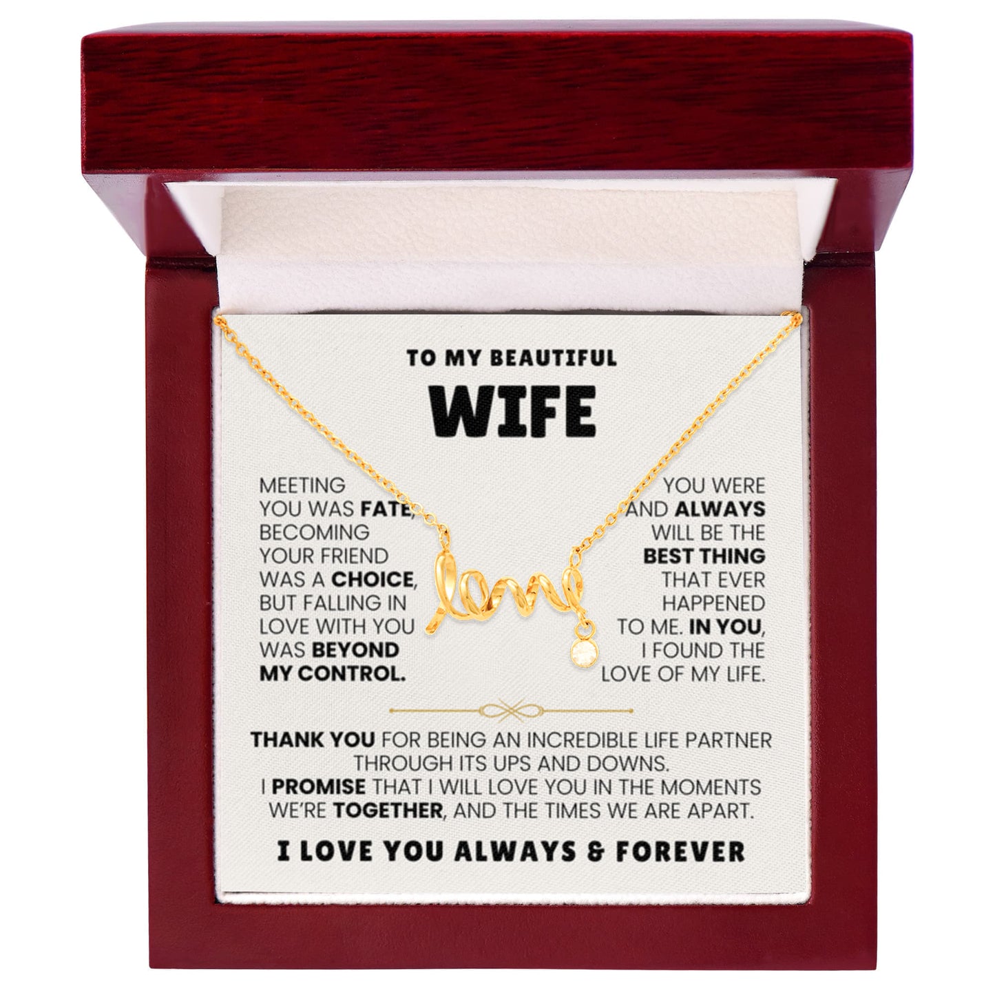 To My Wife Necklace - Romantic Birthday Gift from Husband - Scripted Love Necklace - Personalize Memories
