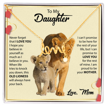 To My Daughter Necklace - Proud Mom to Daughter Jewelry for Birthday, Graduation & Special Celebrations - Scripted Love Necklace - Personalize Memories