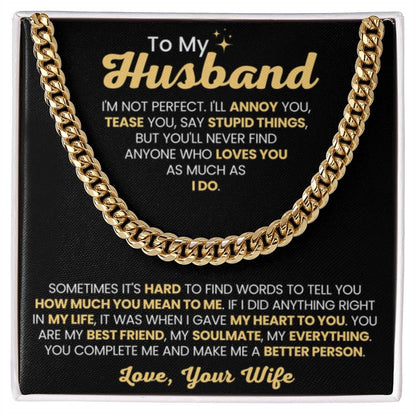 To My Amazing Husband - You're My Everything - Cuban Link Chain Gift from Wife to Husband - Personalize Memories