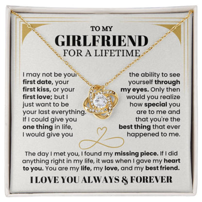 To My Girlfriend Necklace - Soulmate Jewelry Gift for Valentine’s Day, Birthday - Love Knot Necklace - Personalize Memories