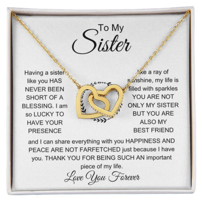 To My Sister - Interlocking Hearts Necklace - Sentimental Gift for Sister - Personalize Memories