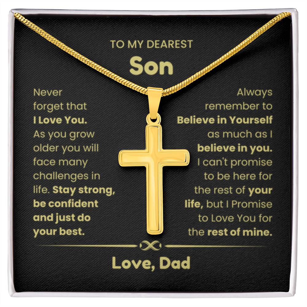 To My Son - As you grow older you will face many challenges in life - Son Gift from Dad - Artisan Cross Necklace - Personalize Memories
