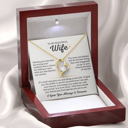 To My Beautiful Wife Necklace - Loving Husband Gift for Christmas, Valentine’s Day & Birthday Celebrations - Forever Love Necklace - Personalize Memories