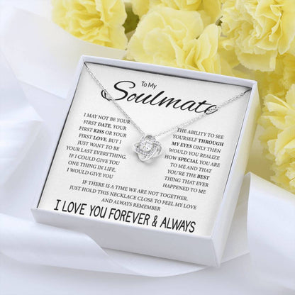 To My Soulmate Necklace - Romantic Gift for Valentine’s Day & Relationship Milestones - Love Knot Necklace - Personalize Memories