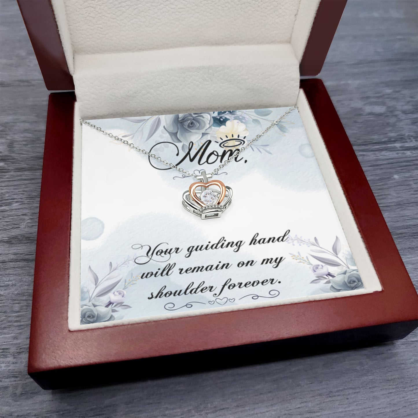 Best Gift for Mom - Your guiding hand - Crown Pendant Necklace - Personalize Memories