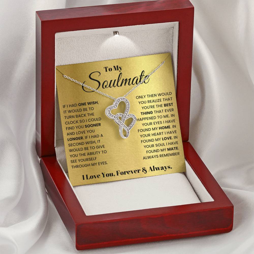 To My Soulmate Necklace - Soulmate Jewelry Gift for Valentine’s Day, Birthday & Romantic Celebrations - Heart-to-heart Pendant Necklace - Personalize Memories