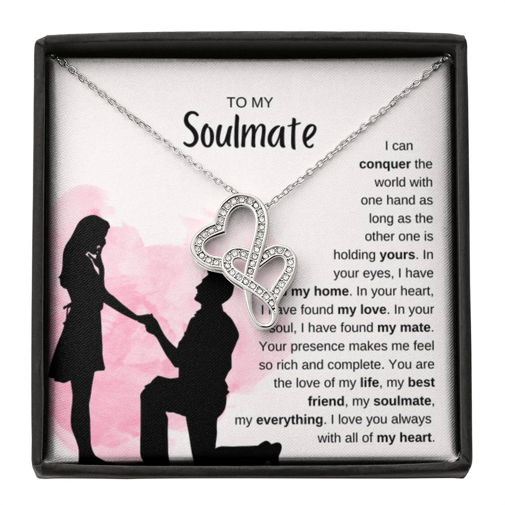To My Soulmate Necklace - Soulmate Jewelry for Valentine’s Day & Gifts for Her - Heart-to-heart Pendant Necklace - Personalize Memories