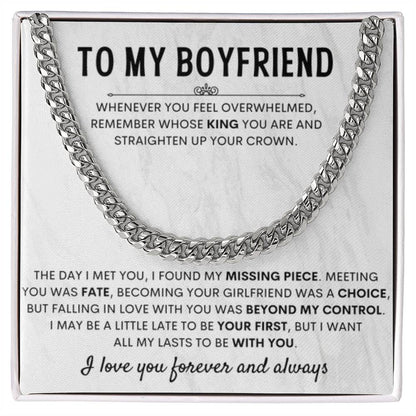Girlfriend to Boyfriend Gift – Cuban Link Chain – Birthday & Anniversary Gift for Him - Personalize Memories