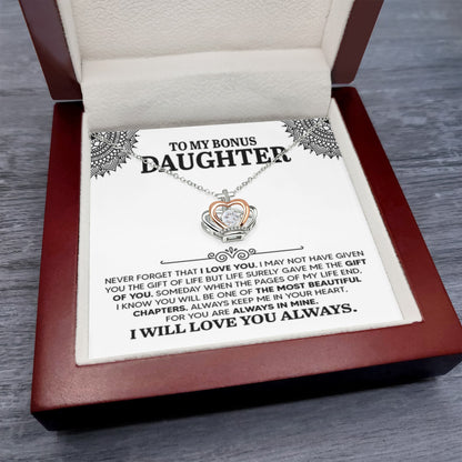 To My Bonus Daughter Necklace – Top Gift for Daughter Birthday Graduation – Crown Pendant Necklace - Personalize Memories