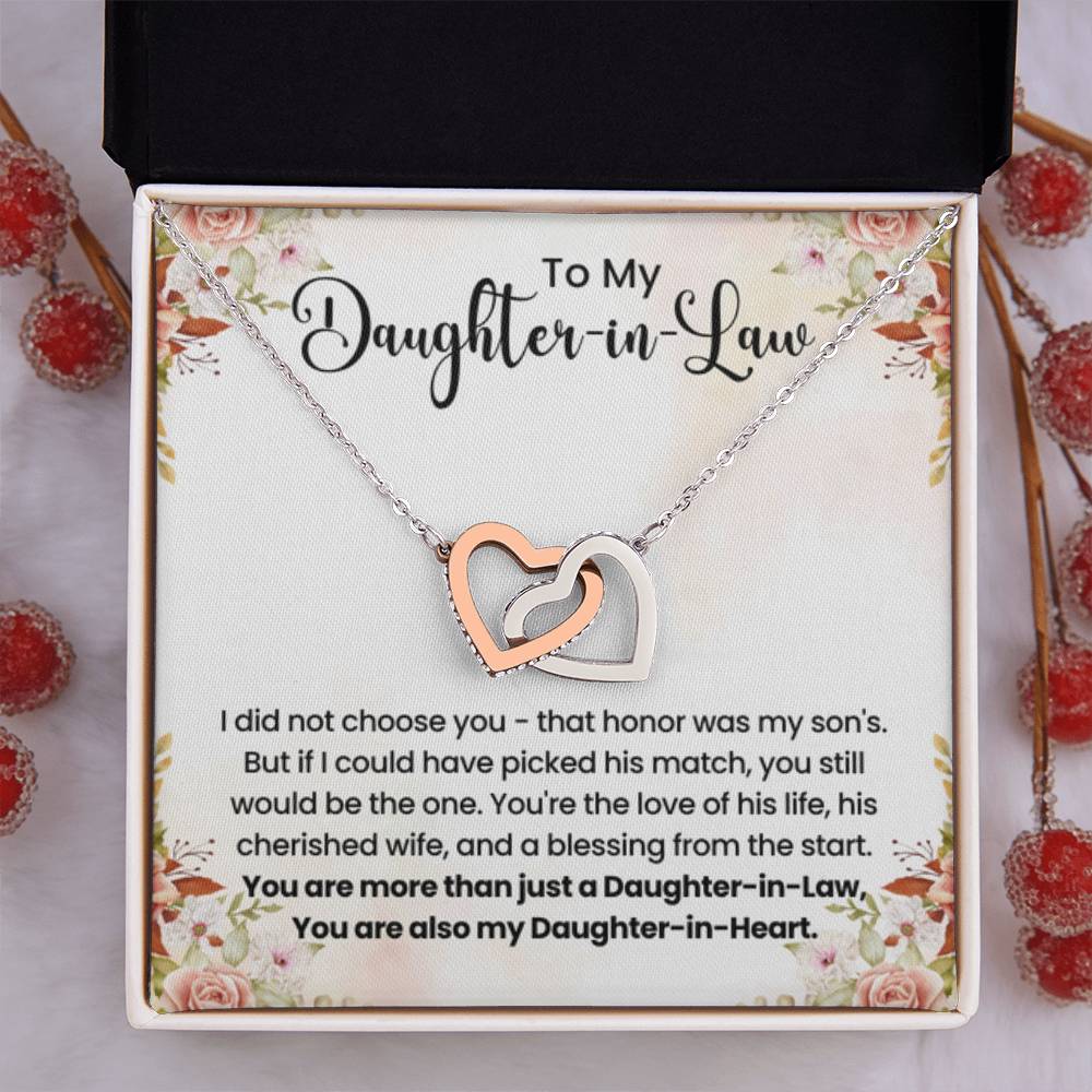 To My Beautiful Daughter In Law - Interlocking Hearts Necklace - Gift for Bonus Daughter - Personalize Memories