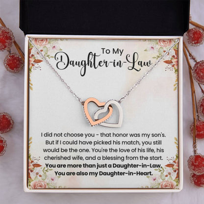 To My Beautiful Daughter In Law - Interlocking Hearts Necklace - Gift for Bonus Daughter - Personalize Memories