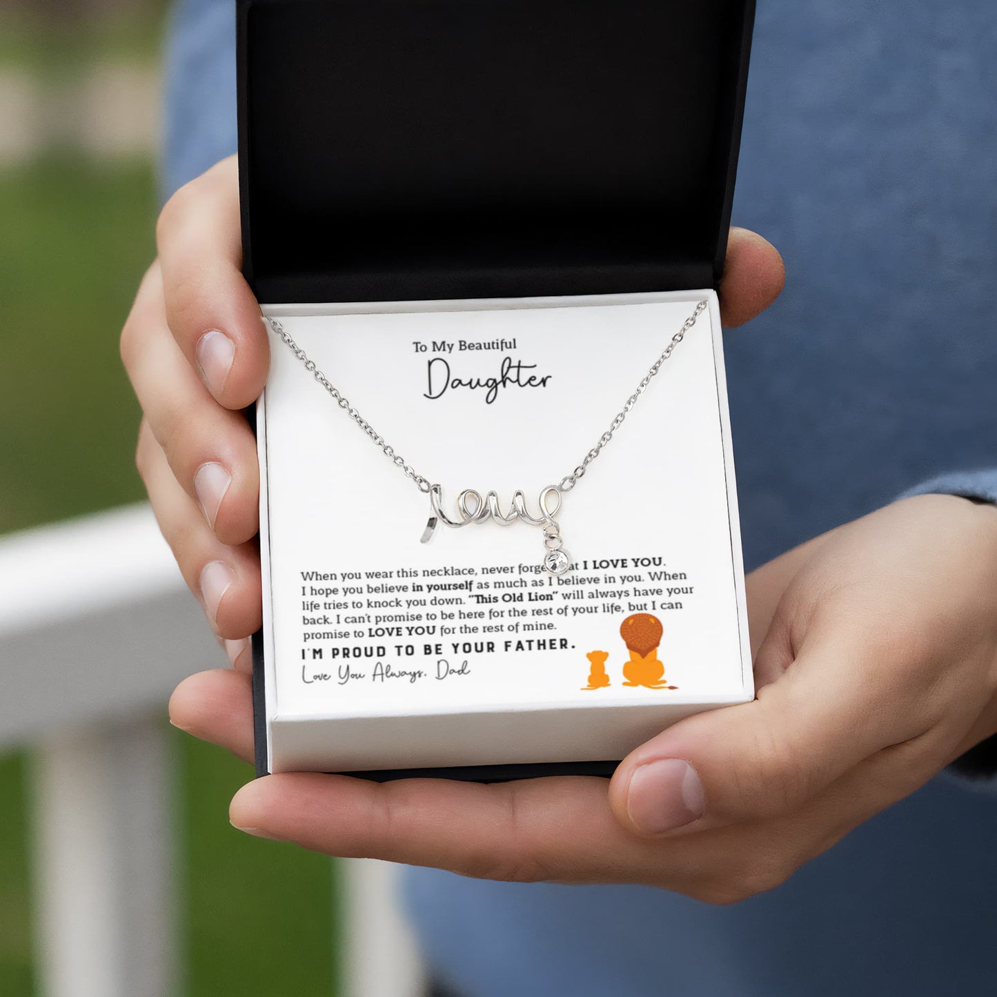To My Daughter Necklace - Loving Gift for Daughter from Dad for Christmas, Proud Achievements & Special Days - Scripted Love Necklace - Personalize Memories