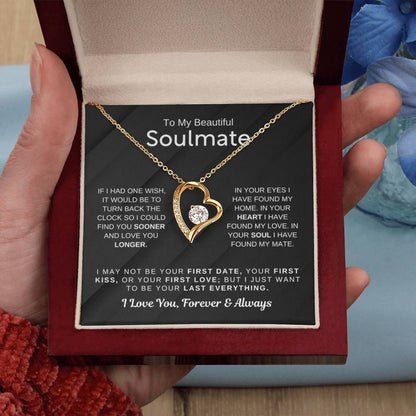To My Beautiful Soulmate Necklace - Romantic Necklace for Surprising The Soulmate in Your Life - Forever Love Necklace - Personalize Memories