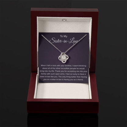 To My Sister In Law - Thank You for Accepting Me - Love Knot Necklace - Personalize Memories