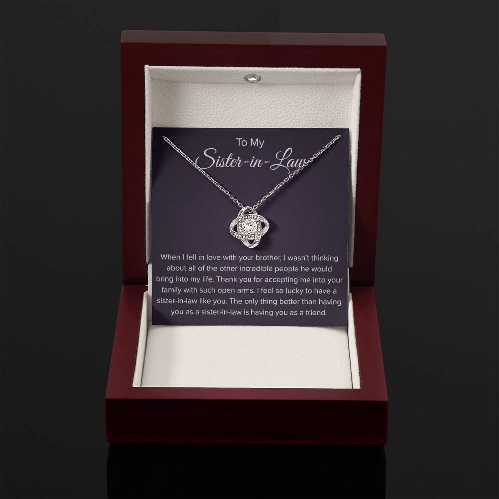 To My Sister In Law - Thank You for Accepting Me - Love Knot Necklace - Personalize Memories