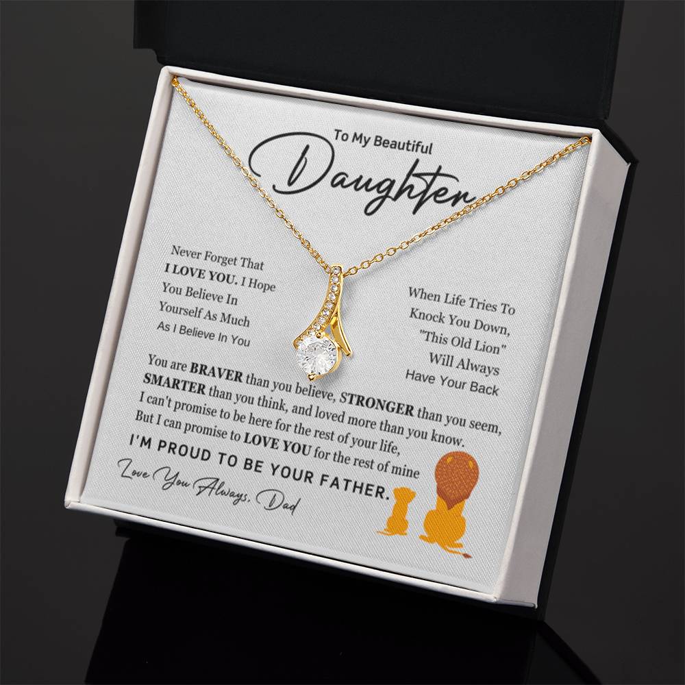 To My Daughter Necklace - Best Proud Dad Jewelry Gift for Daughter’s Special Days & Celebrations - Alluring Beauty Necklace - Personalize Memories