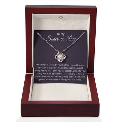 To My Sister In Law - Thank You for Accepting Me - Love Knot Necklace - Personalize Memories