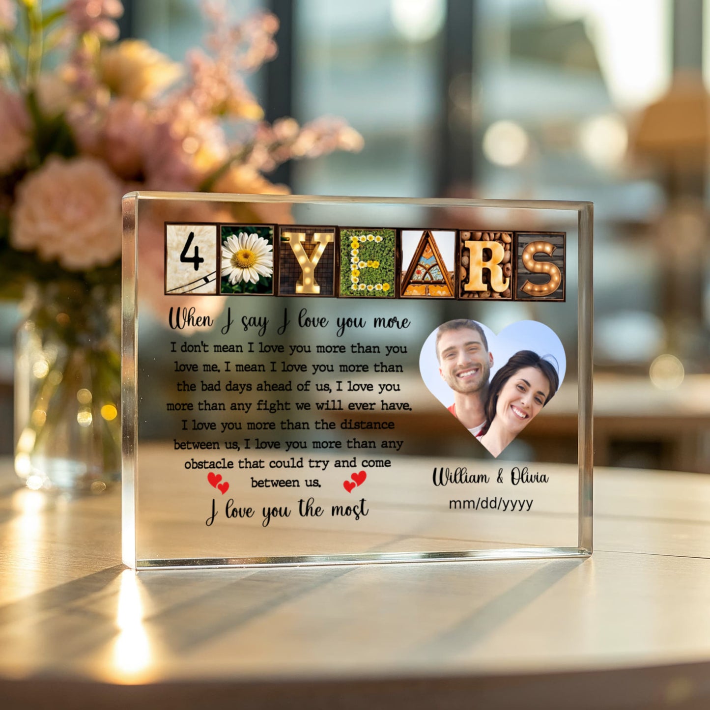 40th Year Anniversary Gift - Personalized Acrylic Block - 40th Anniversary Photo Present for Couples, When I Say I Love You More Personalize Memories