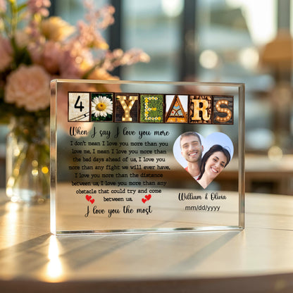 40th Year Anniversary Gift - Personalized Acrylic Block - 40th Anniversary Photo Present for Couples, When I Say I Love You More Personalize Memories