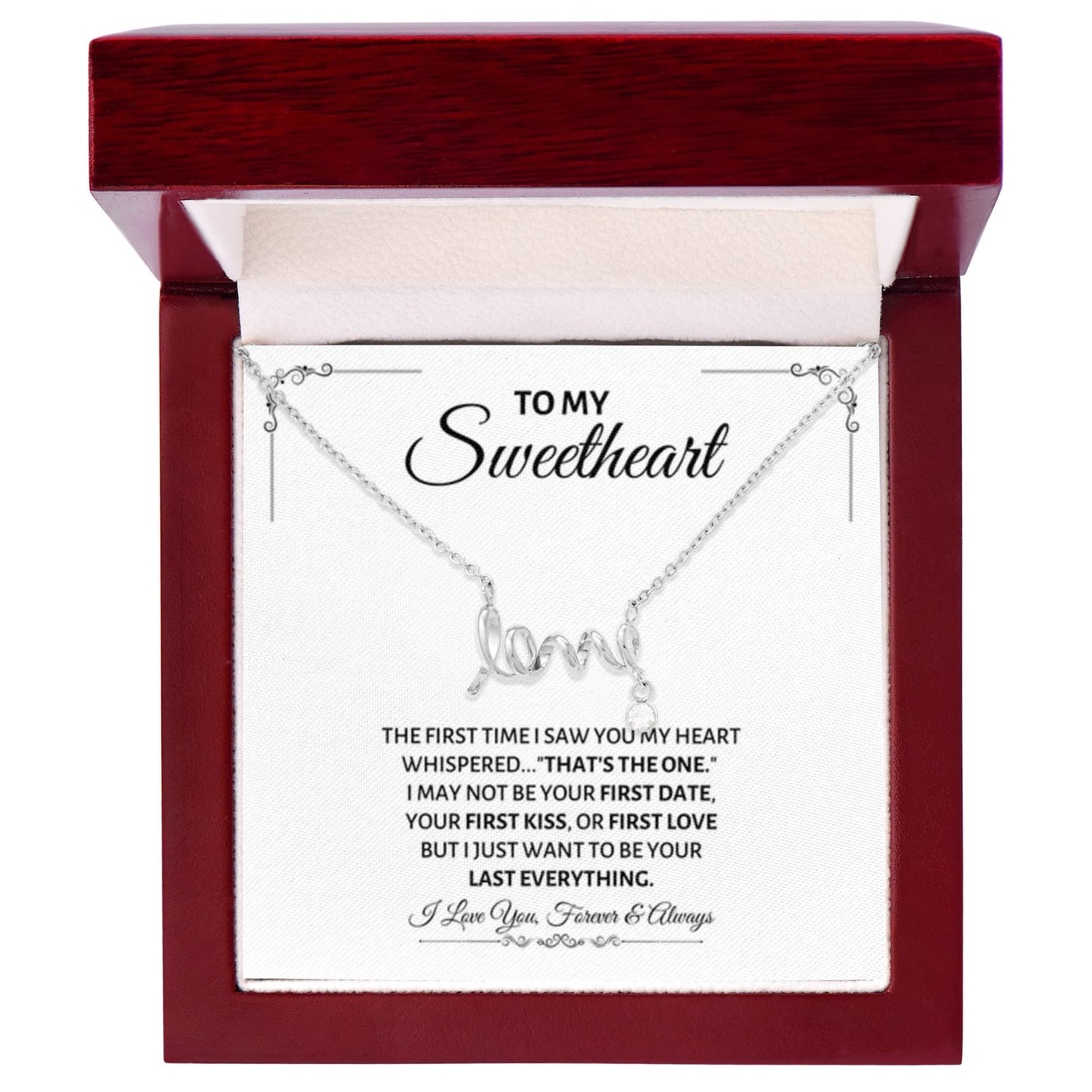 To My Sweetheart Necklace - Gift for Love on Valentine’s Day & Special Days - Scripted Love Necklace - Personalize Memories