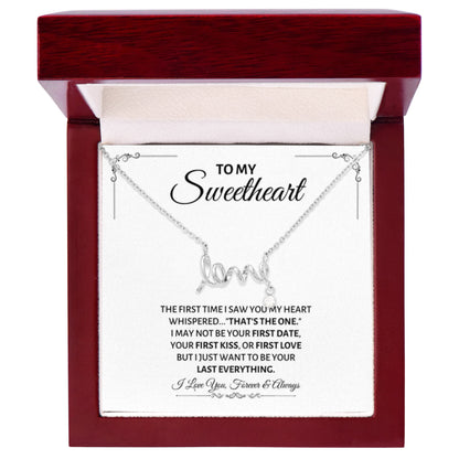 To My Sweetheart Necklace - Gift for Love on Valentine’s Day & Special Days - Scripted Love Necklace - Personalize Memories