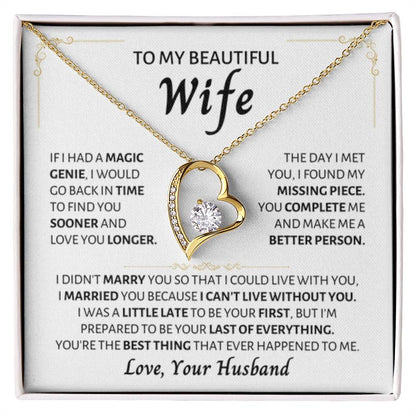 To My Beautiful Wife Necklace - Emotional Jewelry for Wife from Husband to Celebrate Love on Valentine’s Day & Beyond - Forever Love Necklace - Personalize Memories