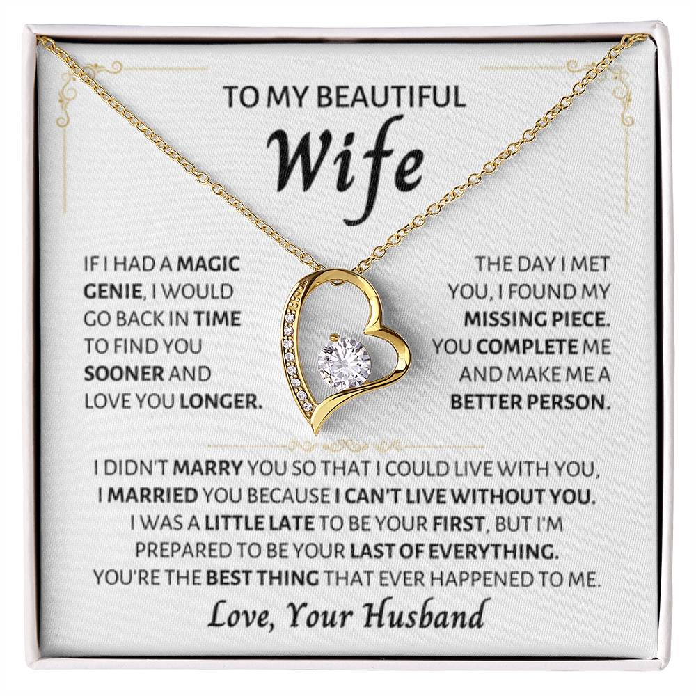 To My Beautiful Wife Necklace - Emotional Jewelry for Wife from Husband to Celebrate Love on Valentine’s Day & Beyond - Forever Love Necklace - Personalize Memories