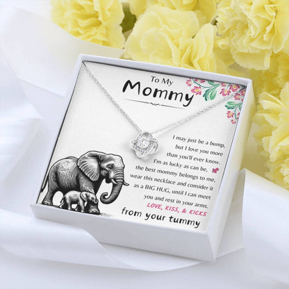 To My Mommy - Love Kiss & Kicks from Your Tummy - Love Knot Necklace - New Mom Gift - Personalize Memories