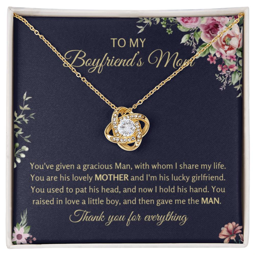 To My Boyfriend's Mom - Thank you for everything - Love Knot Necklace - Present for BF Mom - Personalize Memories
