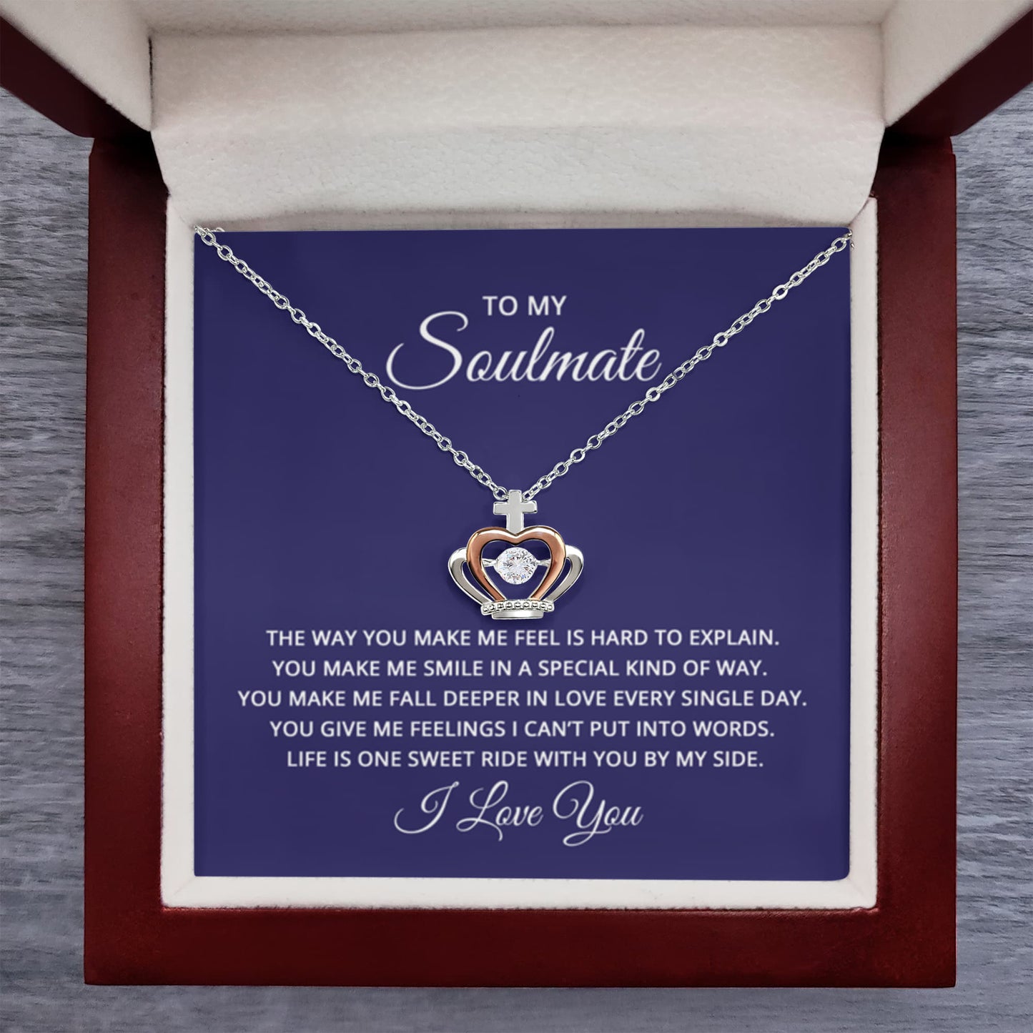 To My Soulmate Necklace - Long Distance Soulmate Gift for Valentine’s Day & Special Days - Crown Pendant Necklace - Personalize Memories