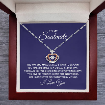 To My Soulmate Necklace - Long Distance Soulmate Gift for Valentine’s Day & Special Days - Crown Pendant Necklace - Personalize Memories