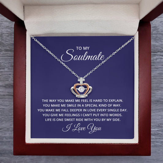 To My Soulmate Necklace - Long Distance Soulmate Gift for Valentine’s Day & Special Days - Crown Pendant Necklace - Personalize Memories