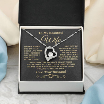 To My Wife Necklace - Beautiful Wife Jewelry Gift for Birthday, Valentine’s Day & Special Romantic Moments - Forever Love Necklace - Personalize Memories