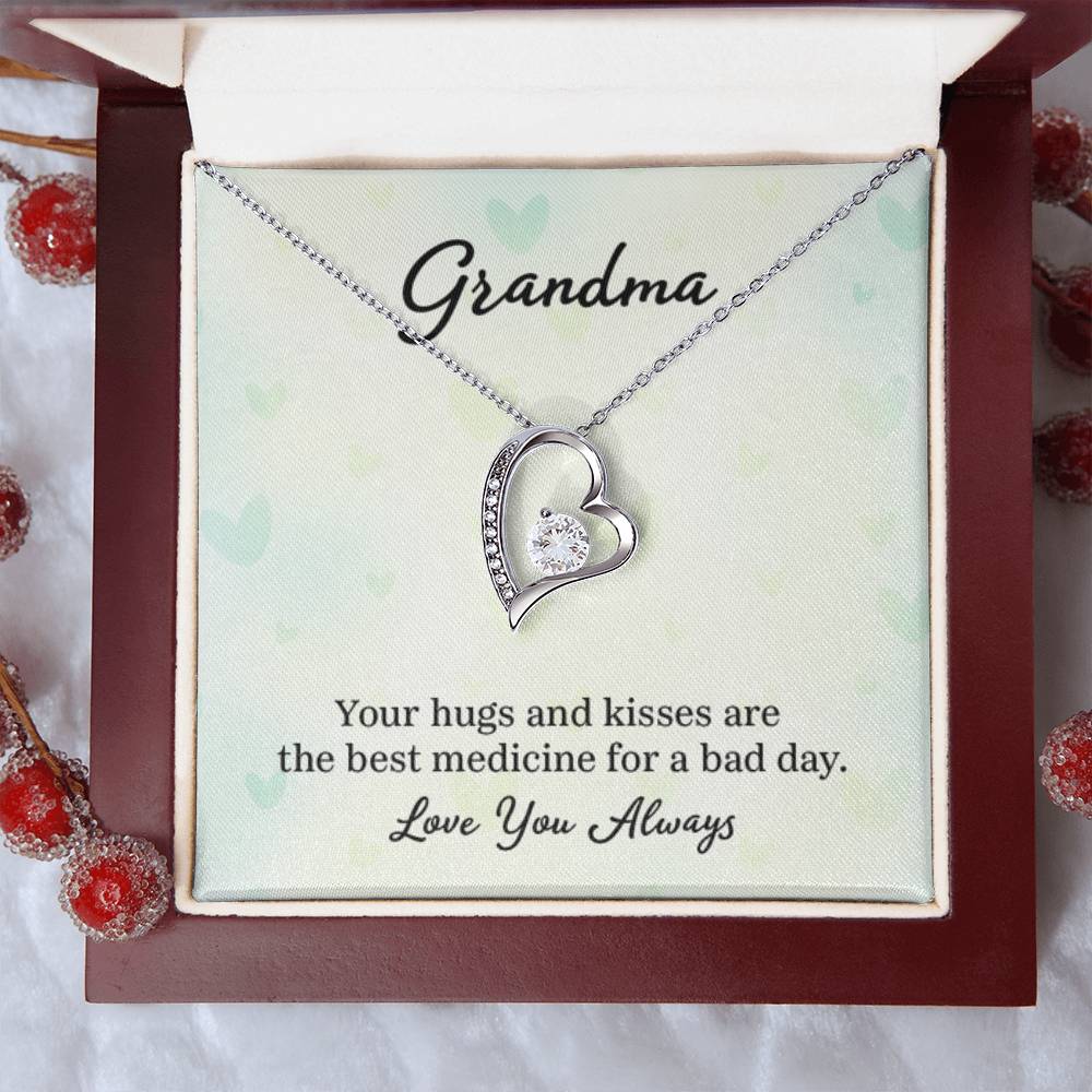 Gift for Grandma - Your Hugs and Kisses Grandma - Forever Love Necklace - Personalize Memories