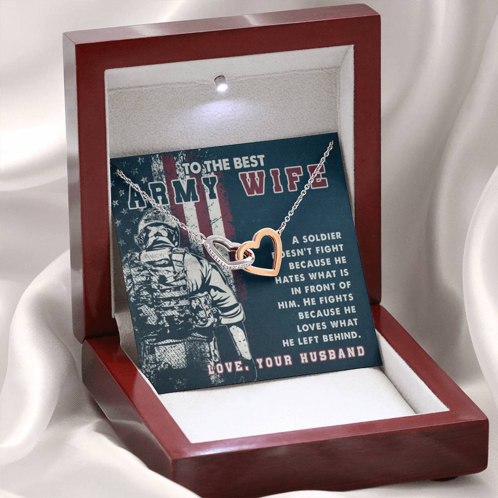 To The Best Army Wife Interlocking Hearts Necklace from Husband - Personalize Memories