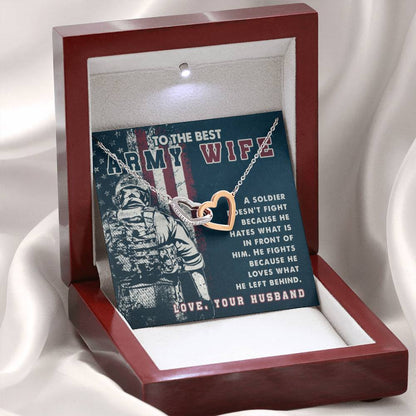 To The Best Army Wife Interlocking Hearts Necklace from Husband - Personalize Memories