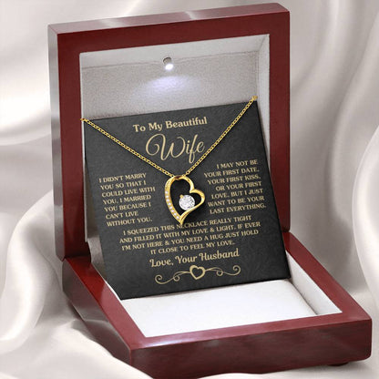 To My Wife Necklace - Beautiful Wife Jewelry Gift for Birthday, Valentine’s Day & Special Romantic Moments - Forever Love Necklace - Personalize Memories