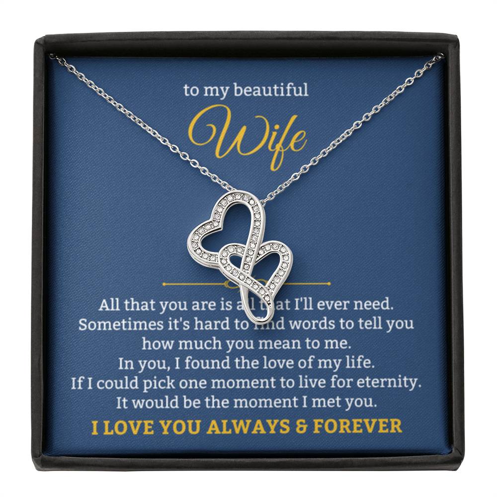 To My Wife Necklace - Cherished Wife Gift from Husband for Valentine’s Day, Anniversary & Birthday - Heart-to-heart Pendant Necklace - Personalize Memories