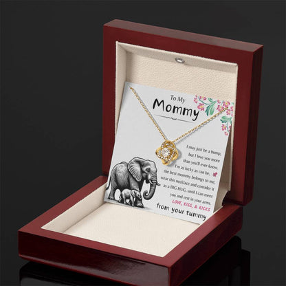 To My Mommy - Love Kiss & Kicks from Your Tummy - Love Knot Necklace - New Mom Gift - Personalize Memories