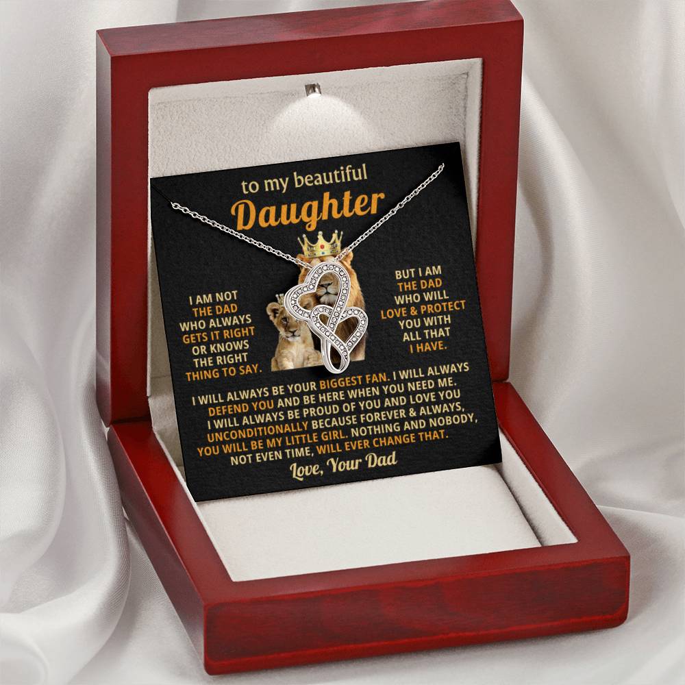 To My Daughter Necklace - Sentimental Surprise Gift from Dad - Heart-to-heart Pendant Necklace - Personalize Memories