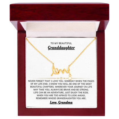 To My Granddaughter Necklace – Holiday Birthday Jewelry Gift from Grandma – Scripted Love Necklace - Personalize Memories