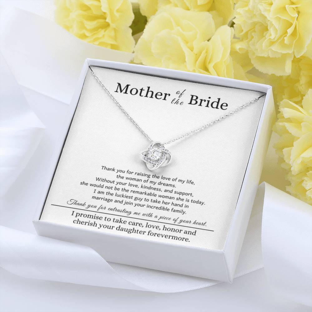 Mother of the Bride Gift from Son In Law - Thank you for raising the love of my life - Love Knot Necklace - Personalize Memories