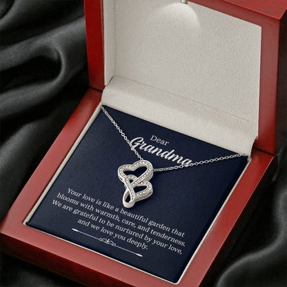 Dear Grandma - Your love is like a beautiful garden - Grandma Gift Grandma - Heart-to-heart Pendant Necklace - Personalize Memories